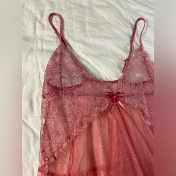 Vintage Y2k Sheer Pink Lace Hanky Hem Fairy Cami Top Whimsigoth Fairy - Picture 7 of 16